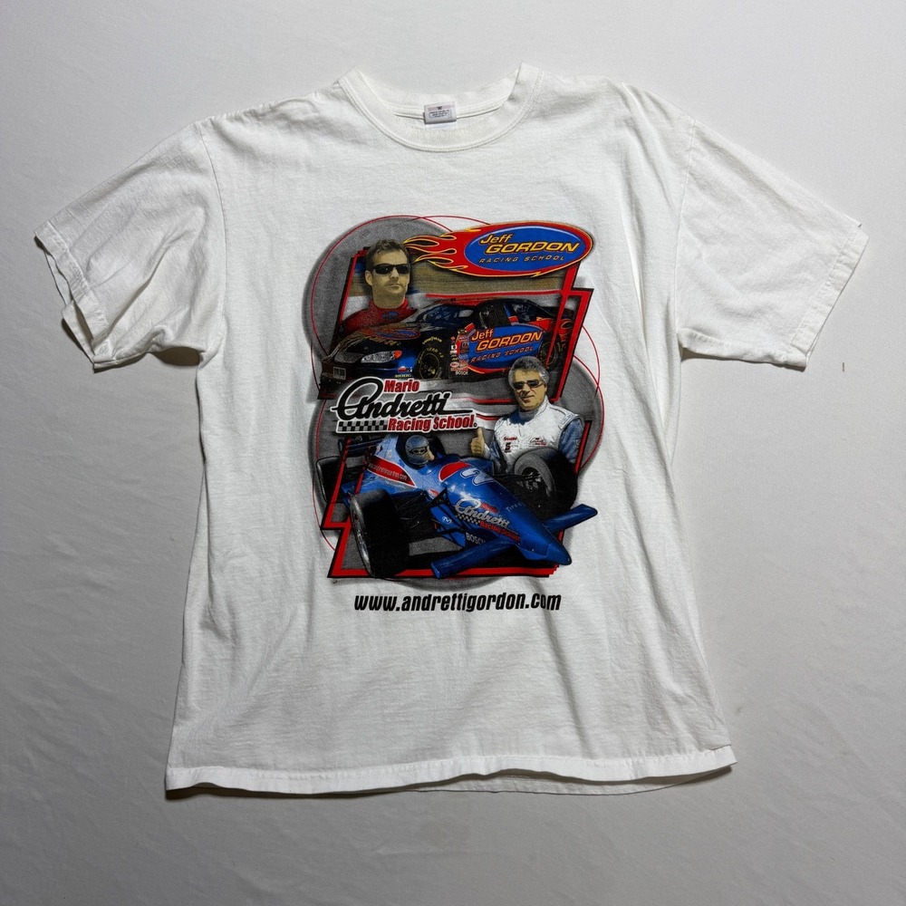 Anvil Jeff Gordon Mario Andretti Racing School 2007 Tour T-Shirt Mens L NASCAR